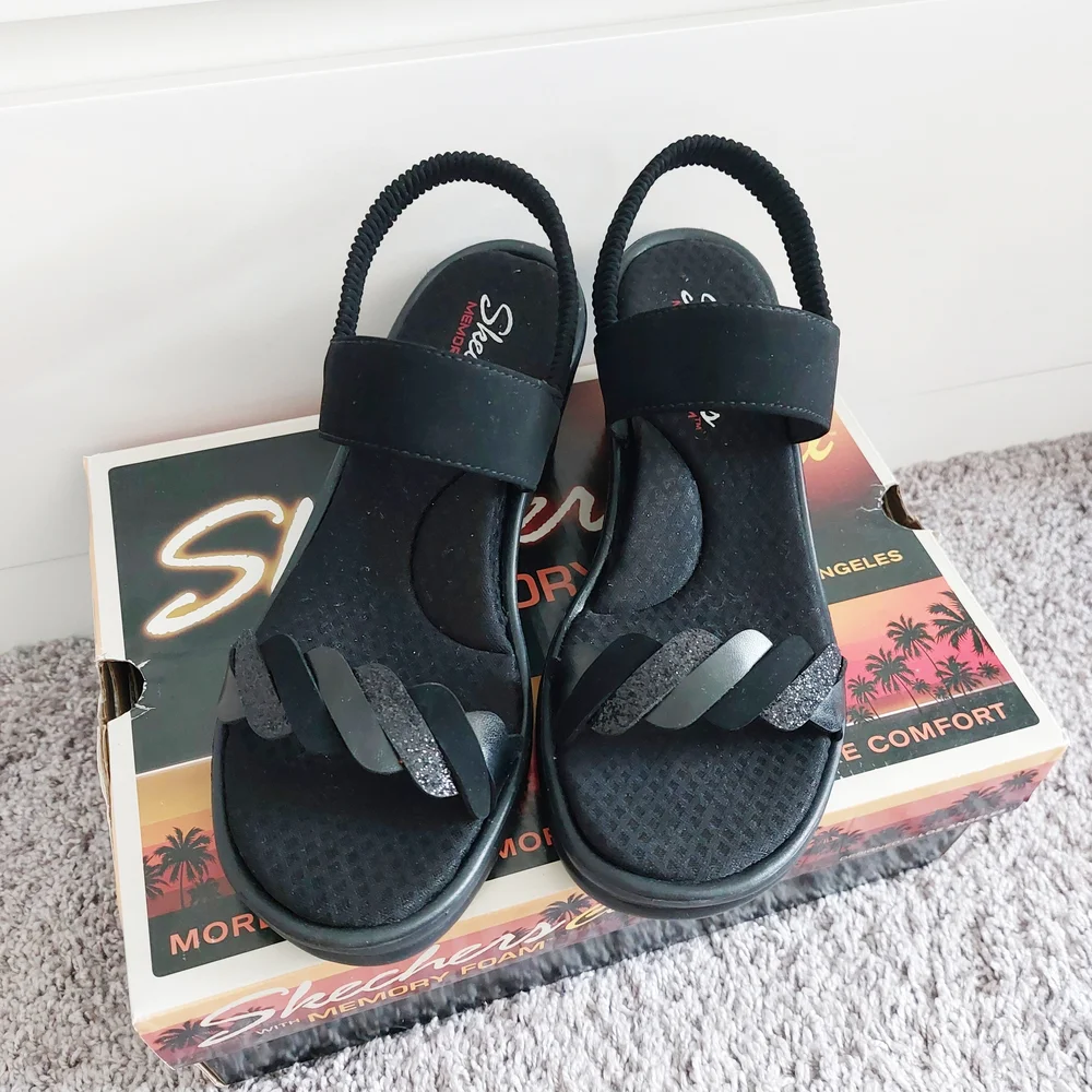 Skechers Rumblers City Dash Black Sandals Size 8 - Picture 2 of 5